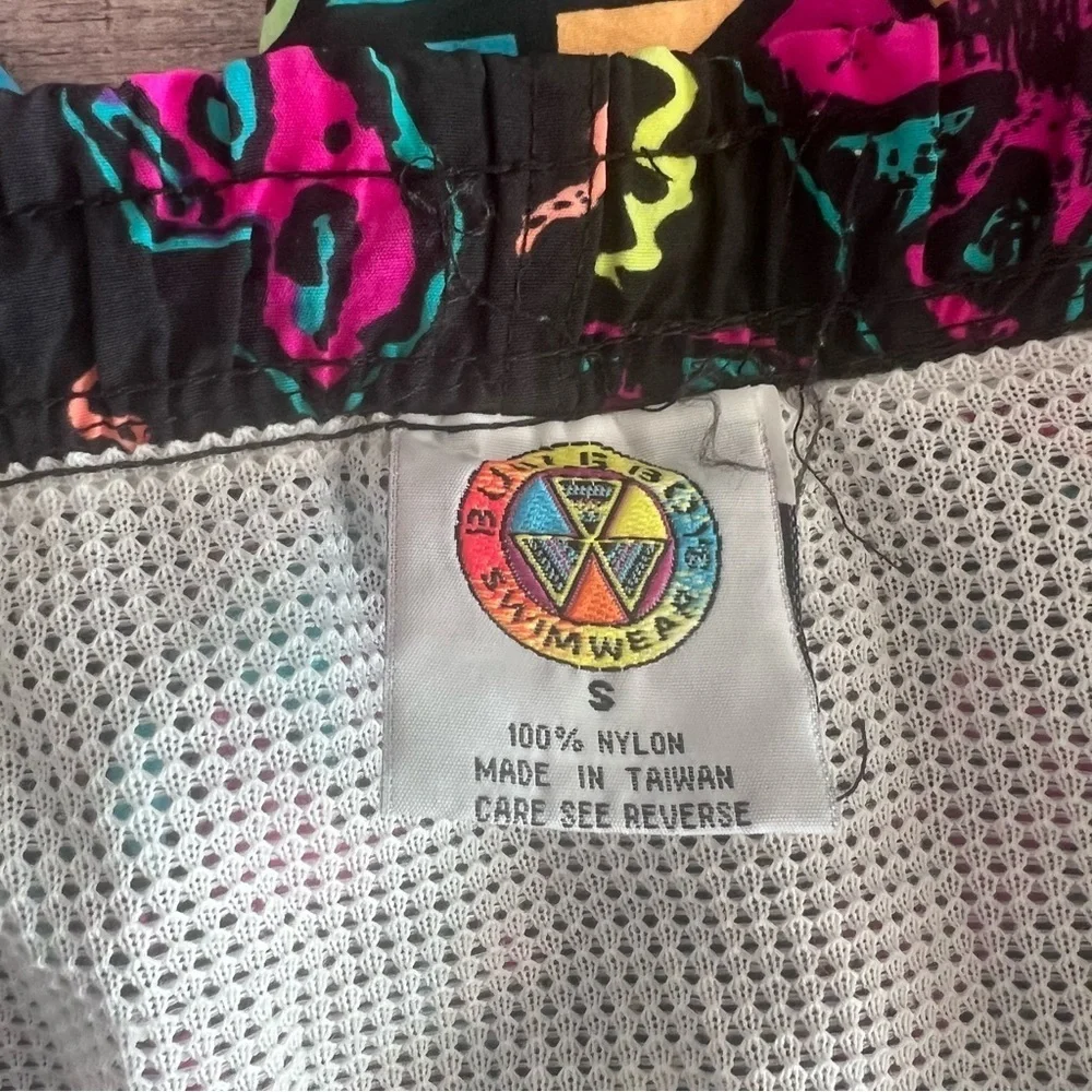 Vintage Bugle Boy 90’s Neon Swim Trunks Small